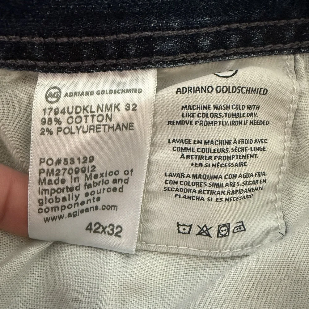Adriano Goldschmied Everett Slim Straight Jeans Men's 42x32 Medium Wash Whiskers
